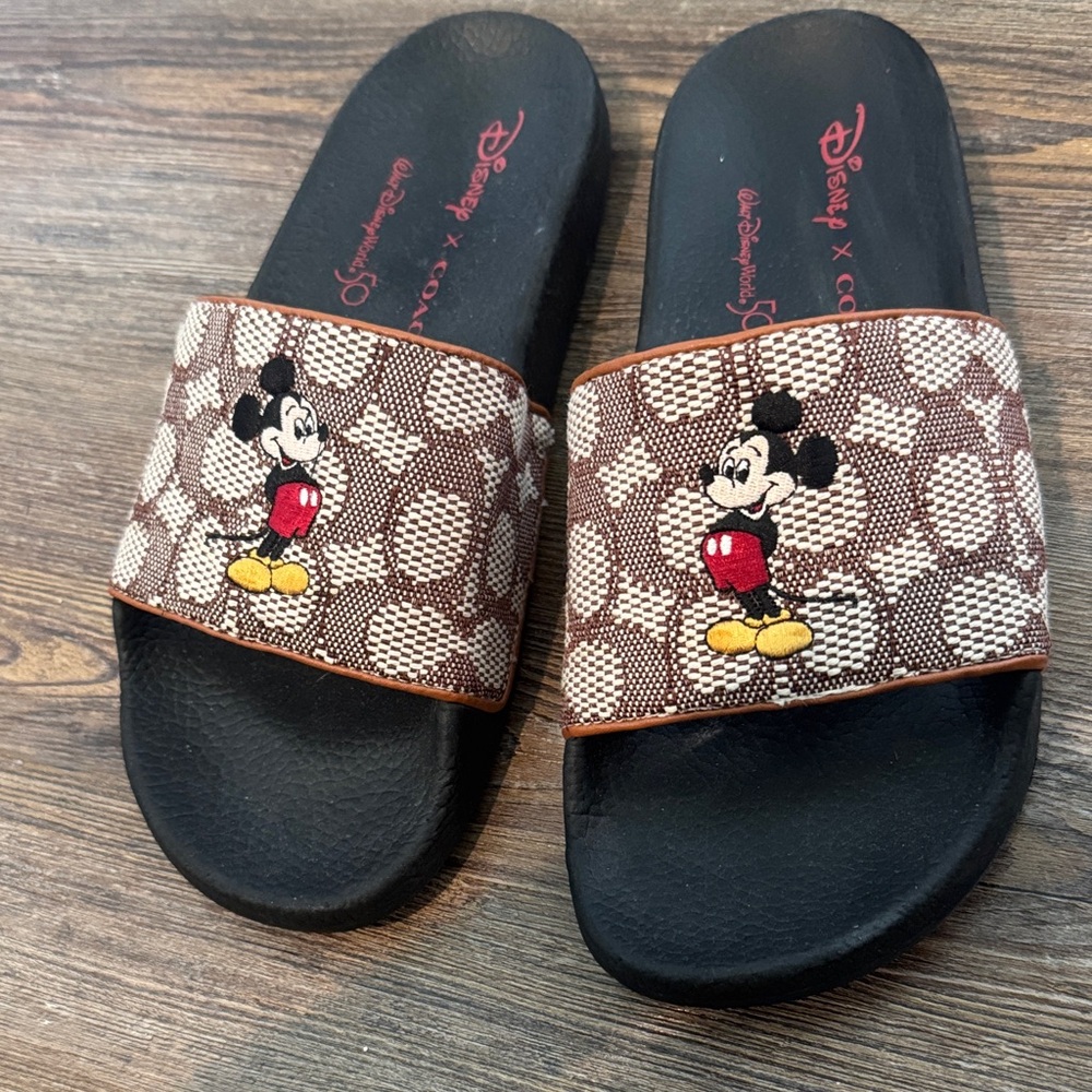Coach Mickey Mouse Slide Sandals - Black and Brown